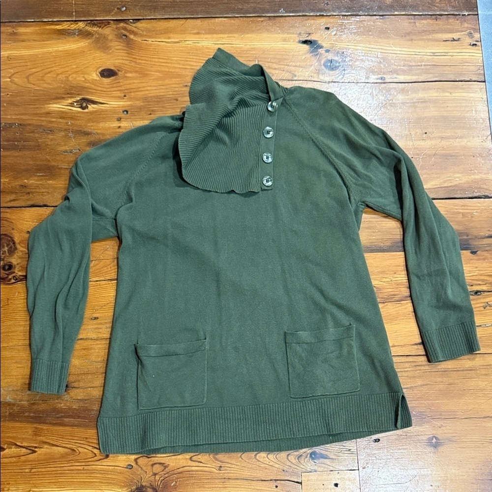 Jeanne Pierre Sage Green Turtleneck Knit Sweater Size Large 100% cotton